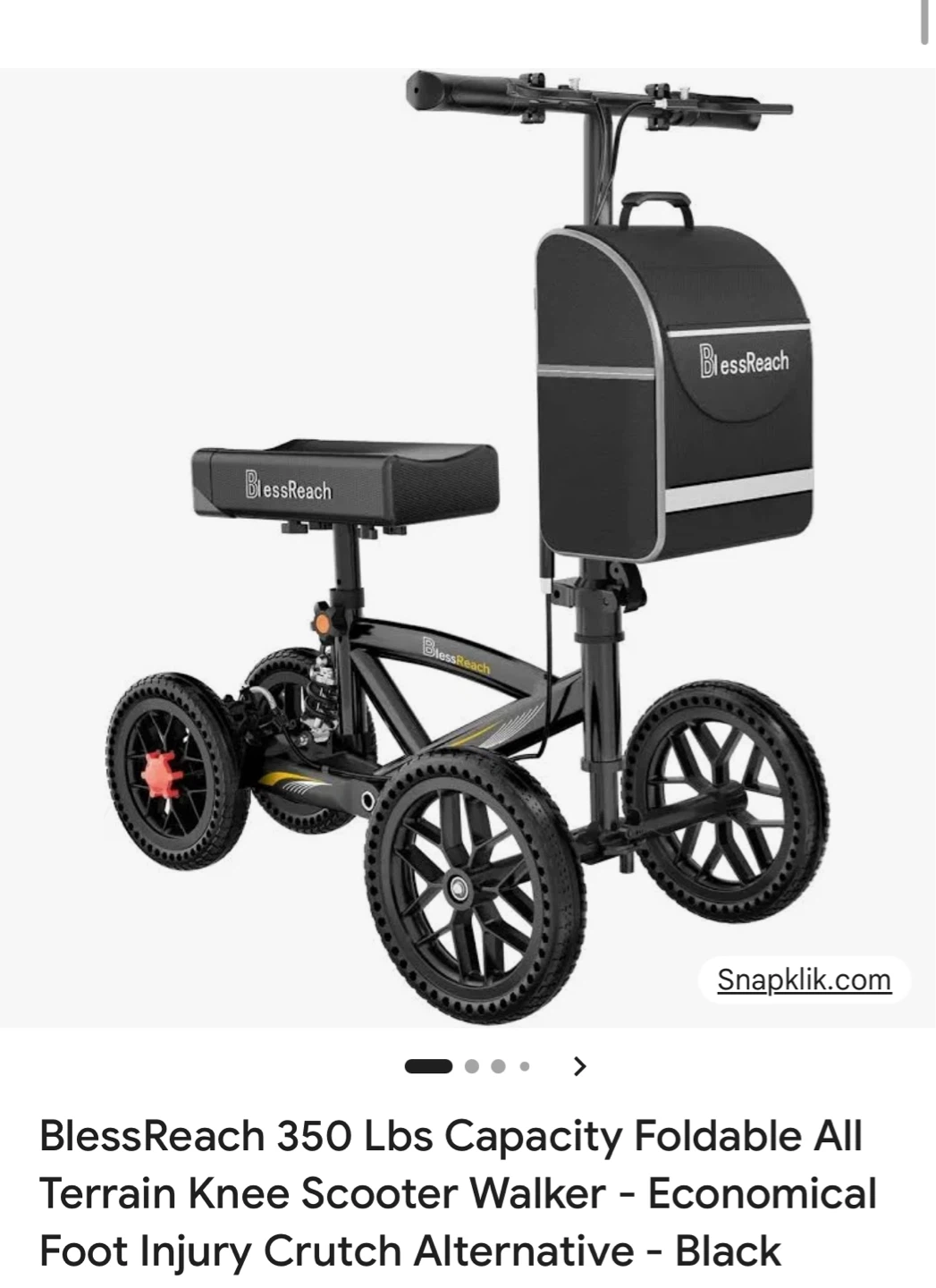 BlessReach 350 Lbs Capacity Foldable All Terrain Knee Scooter