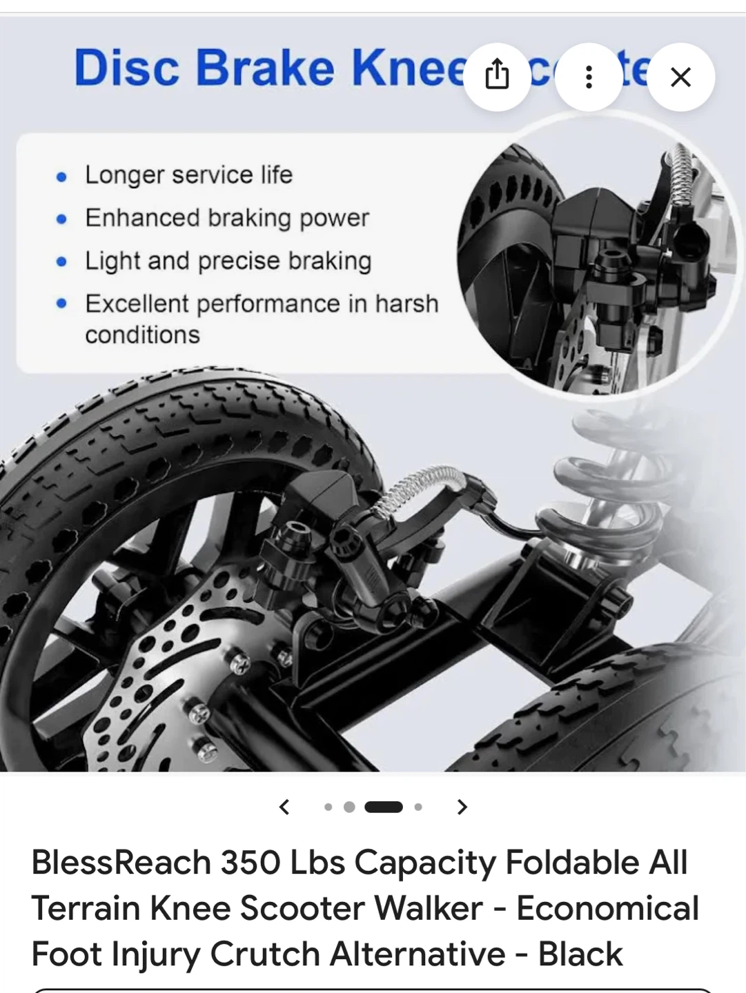 BlessReach 350 Lbs Capacity Foldable All Terrain Knee Scooter - photo 3