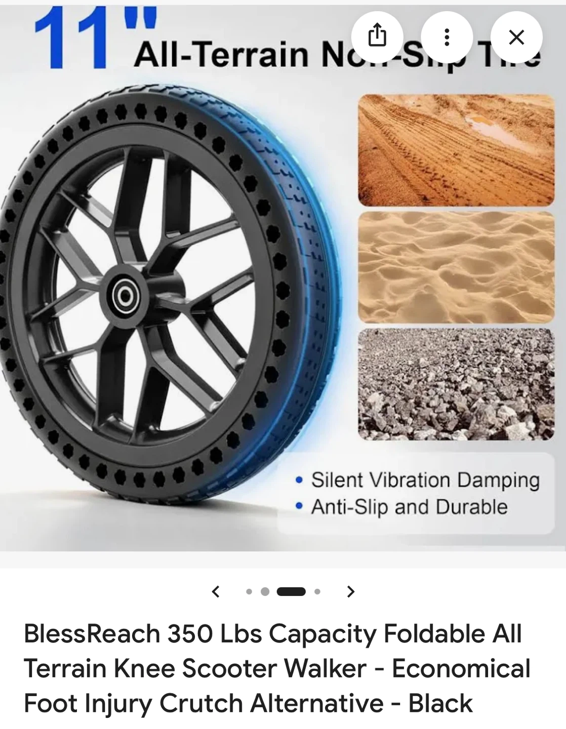 BlessReach 350 Lbs Capacity Foldable All Terrain Knee Scooter - photo 4