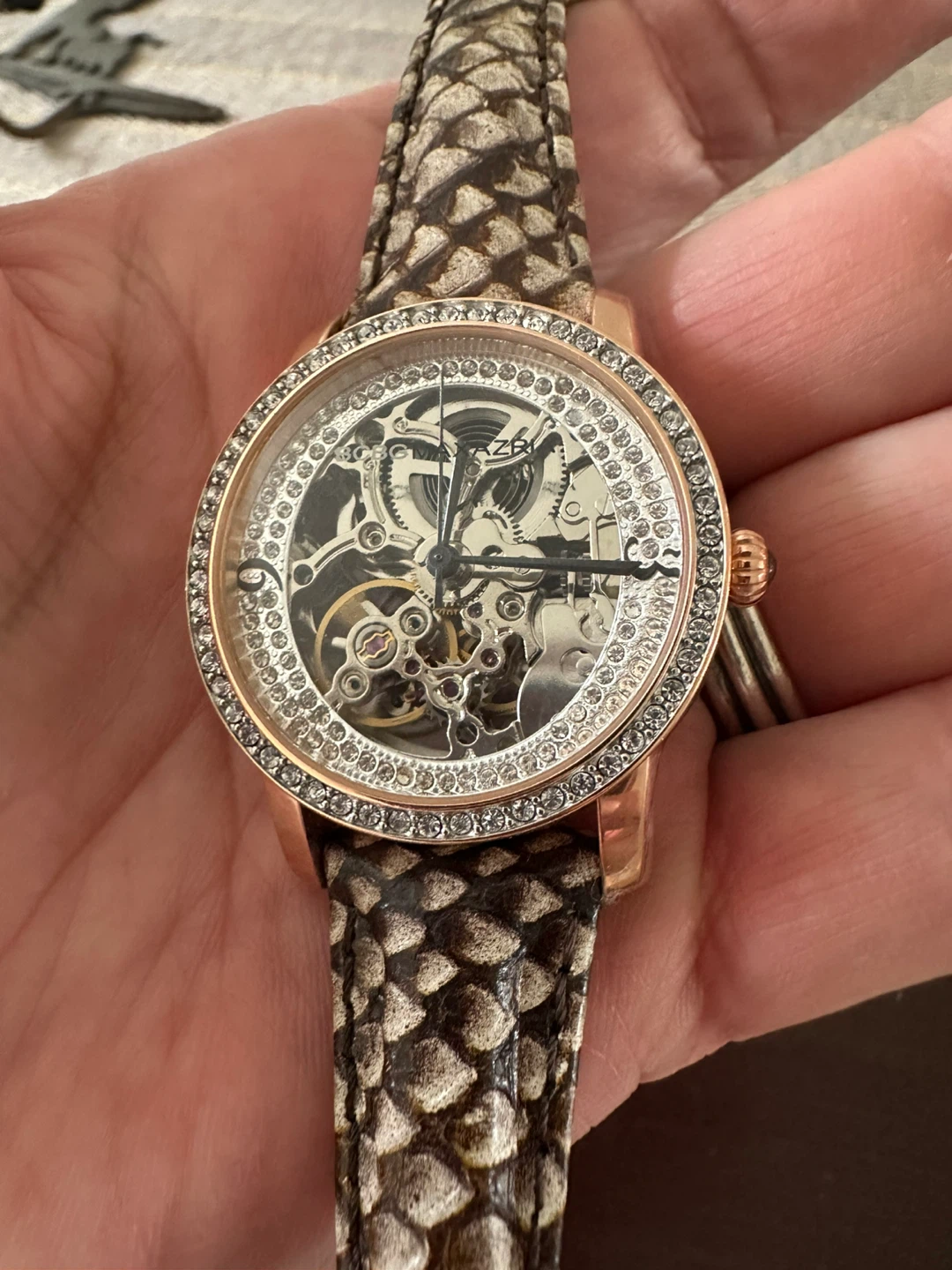 BCBGMAXAZRIA Ladies Leather Strap Automatic Watch
