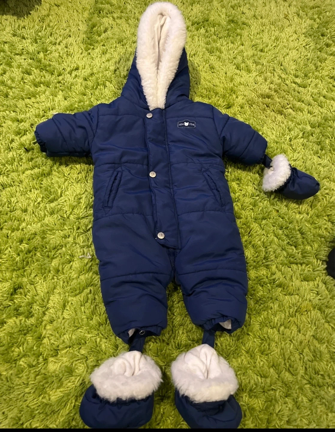 Baby Blue Snowsuit with Fur Hood