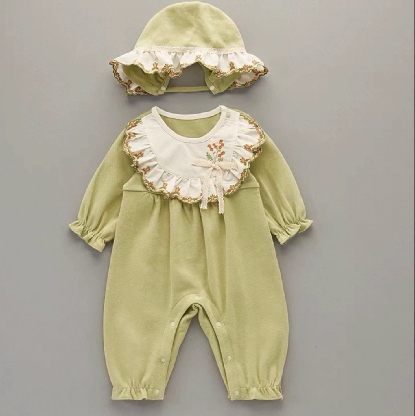 Baby Girl's Romper and Hat Set