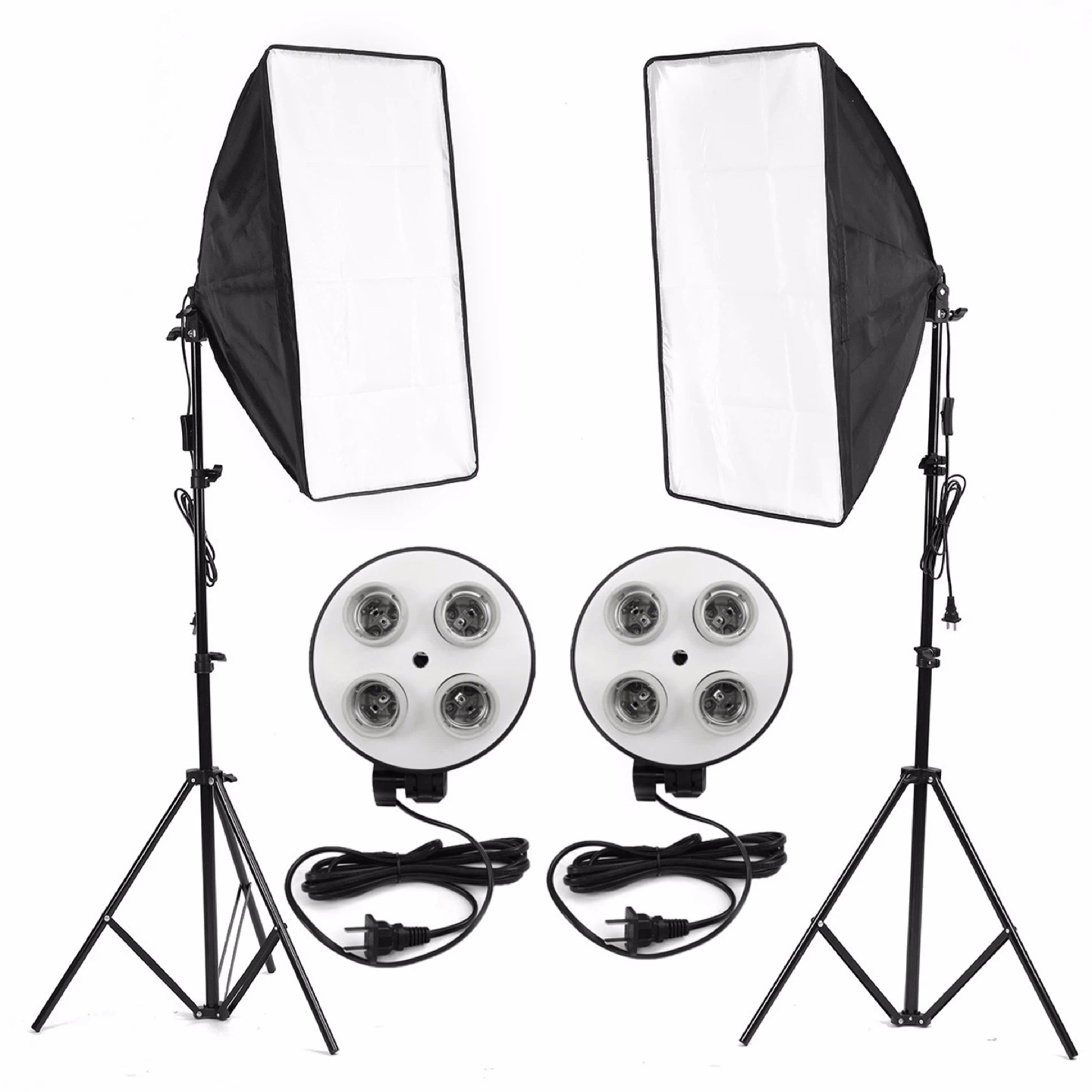Photo and video lighting plus backdrop stands.