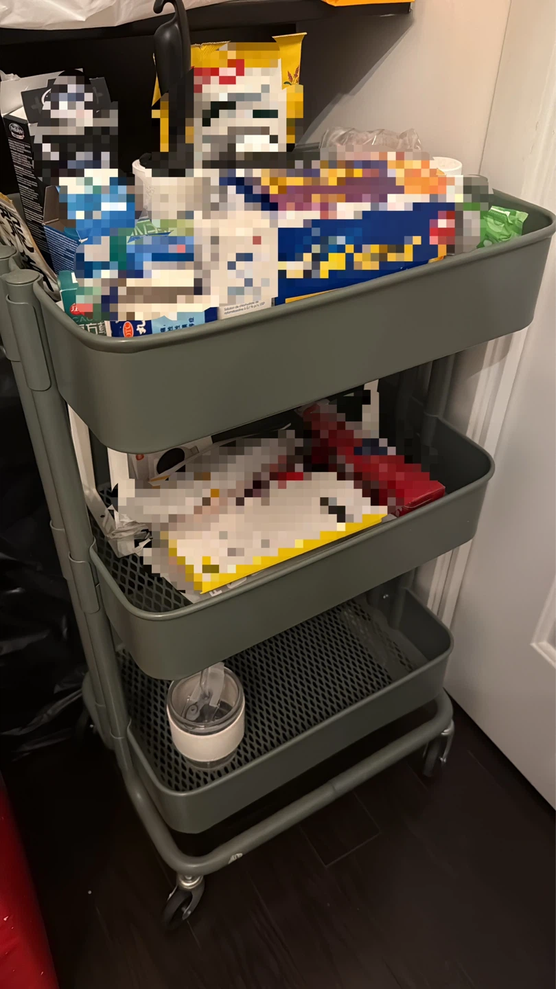 Grey 3-Tier Rolling Cart