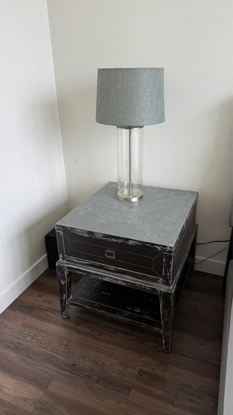 Black Wooden End Table with Drawer