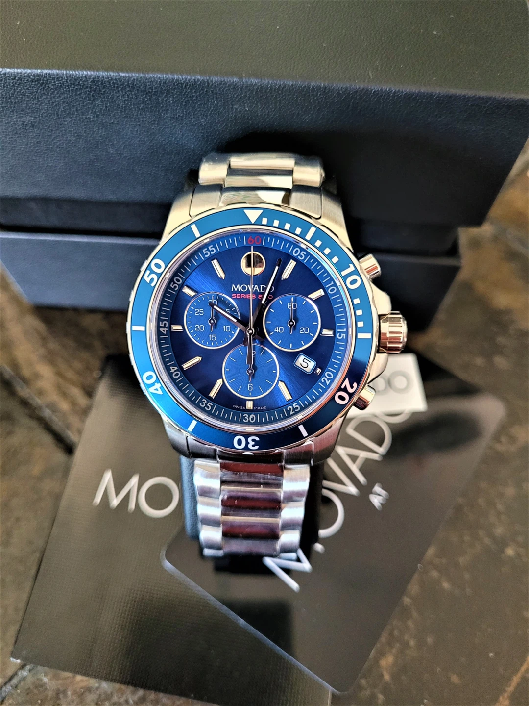 Movado Series 800 Chronograph Blue Dial Stainless Steel Watch - photo 3