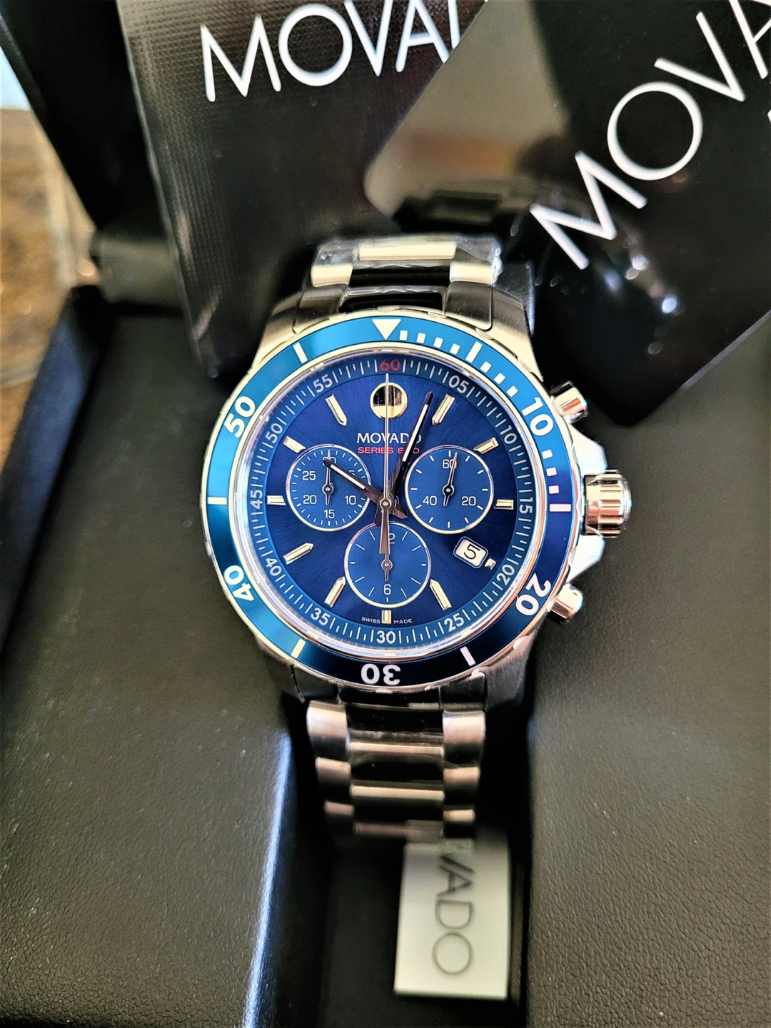 Movado Series 800 Chronograph Blue Dial Stainless Steel Watch - photo 4