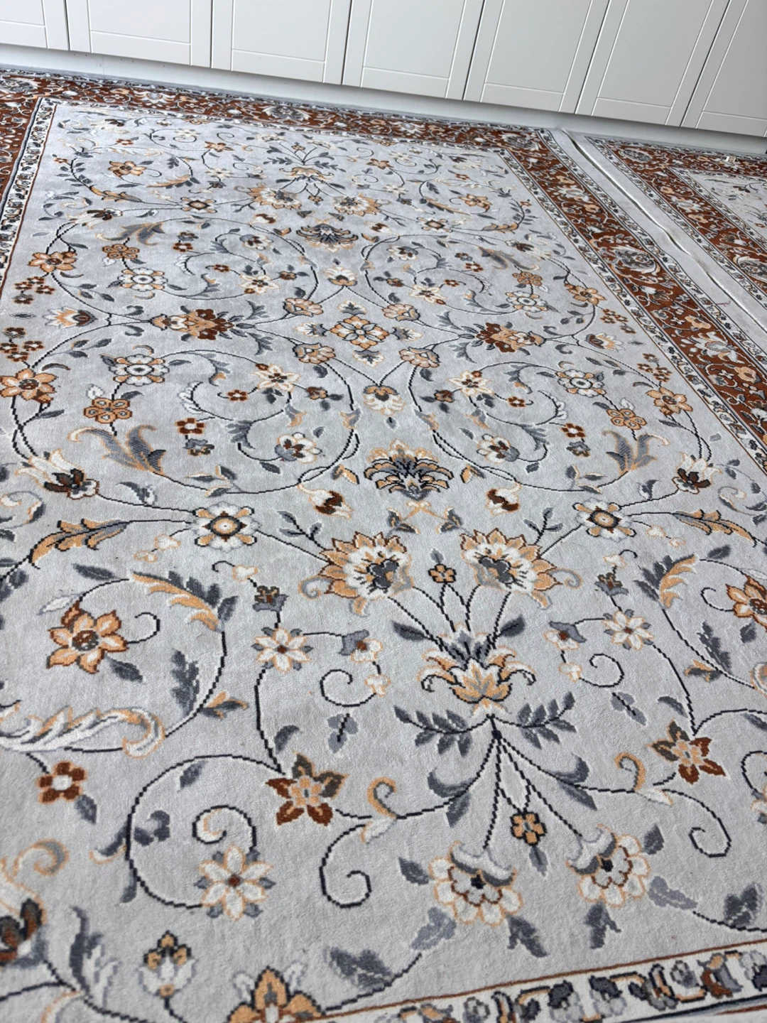 3 pcs Grey Floral Area Rug