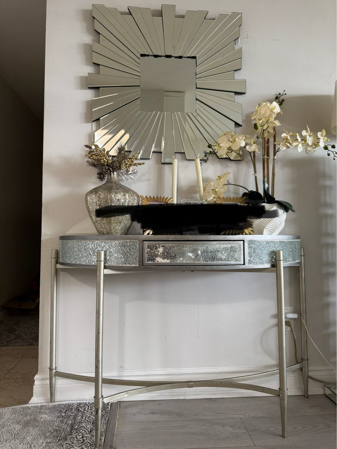 Mirrored Console Table with side table include the big mirror