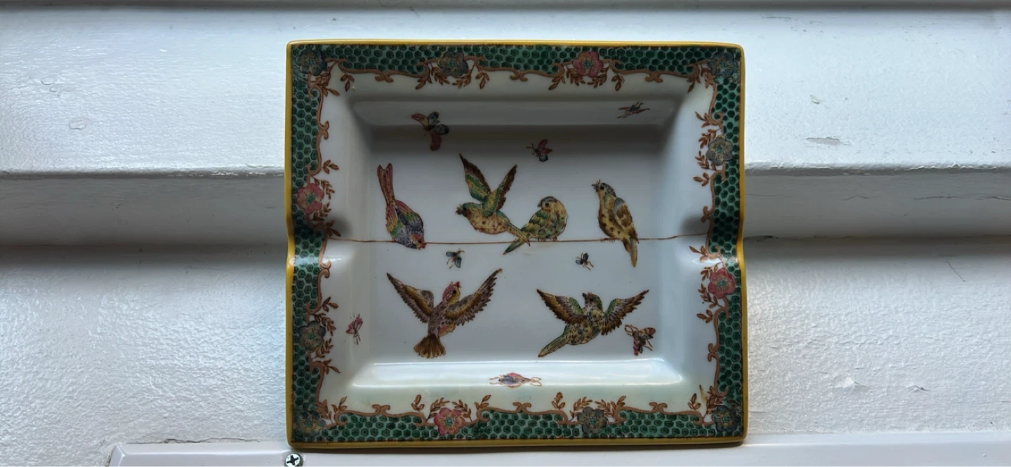 Decorative Ceramic Trinket Dish with Birds