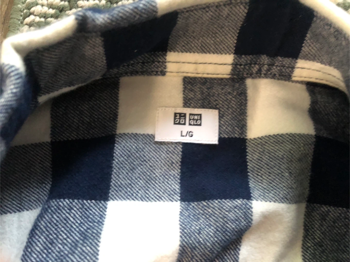 UNIQLO Flannel Shirt - Navy/White Plaid - Large - photo 2