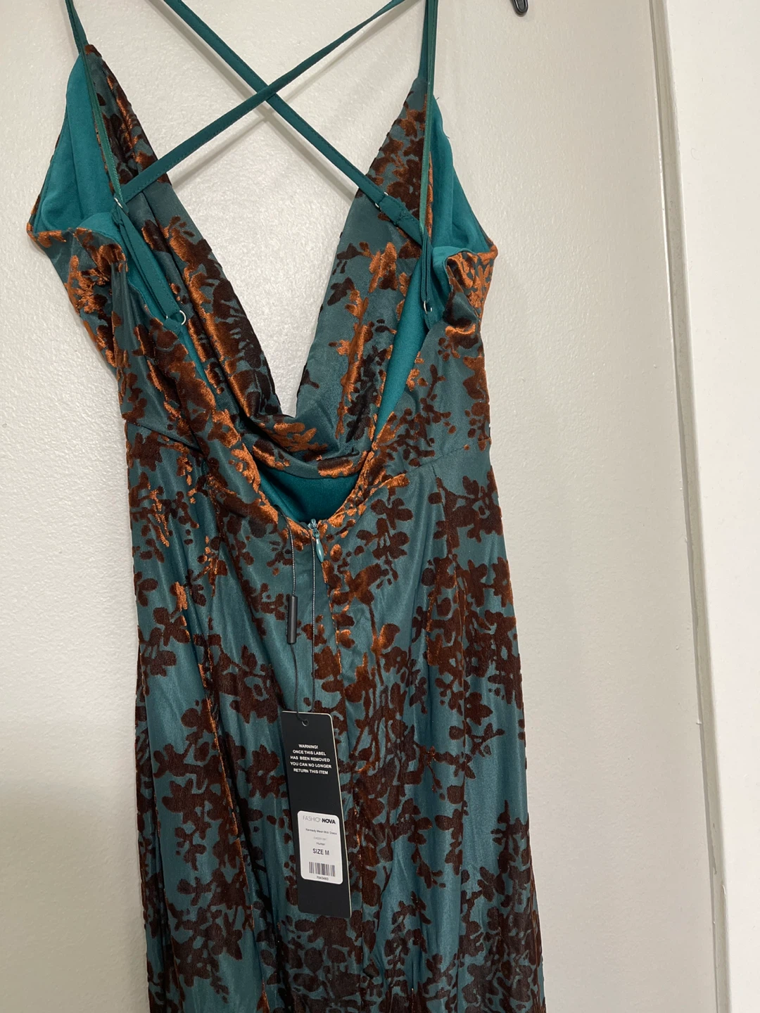 Fashion Nova Teal Burnout Velvet Cami Maxi Dress Size M - photo 2