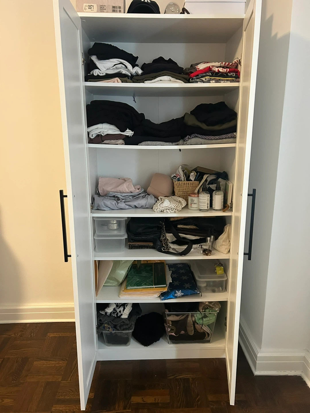 White Double Door Storage Cabinet Wardrobe - photo 2