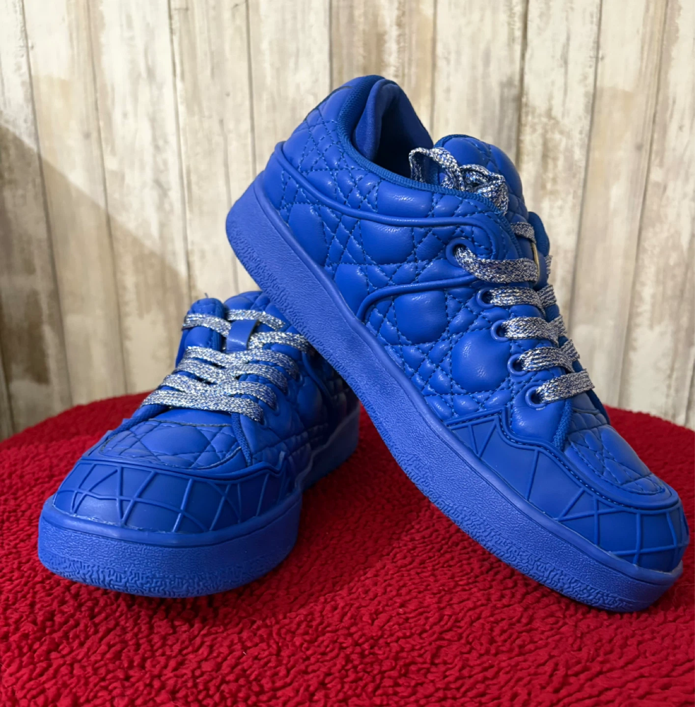 Royal Blue Quilted Fashion Sneakers