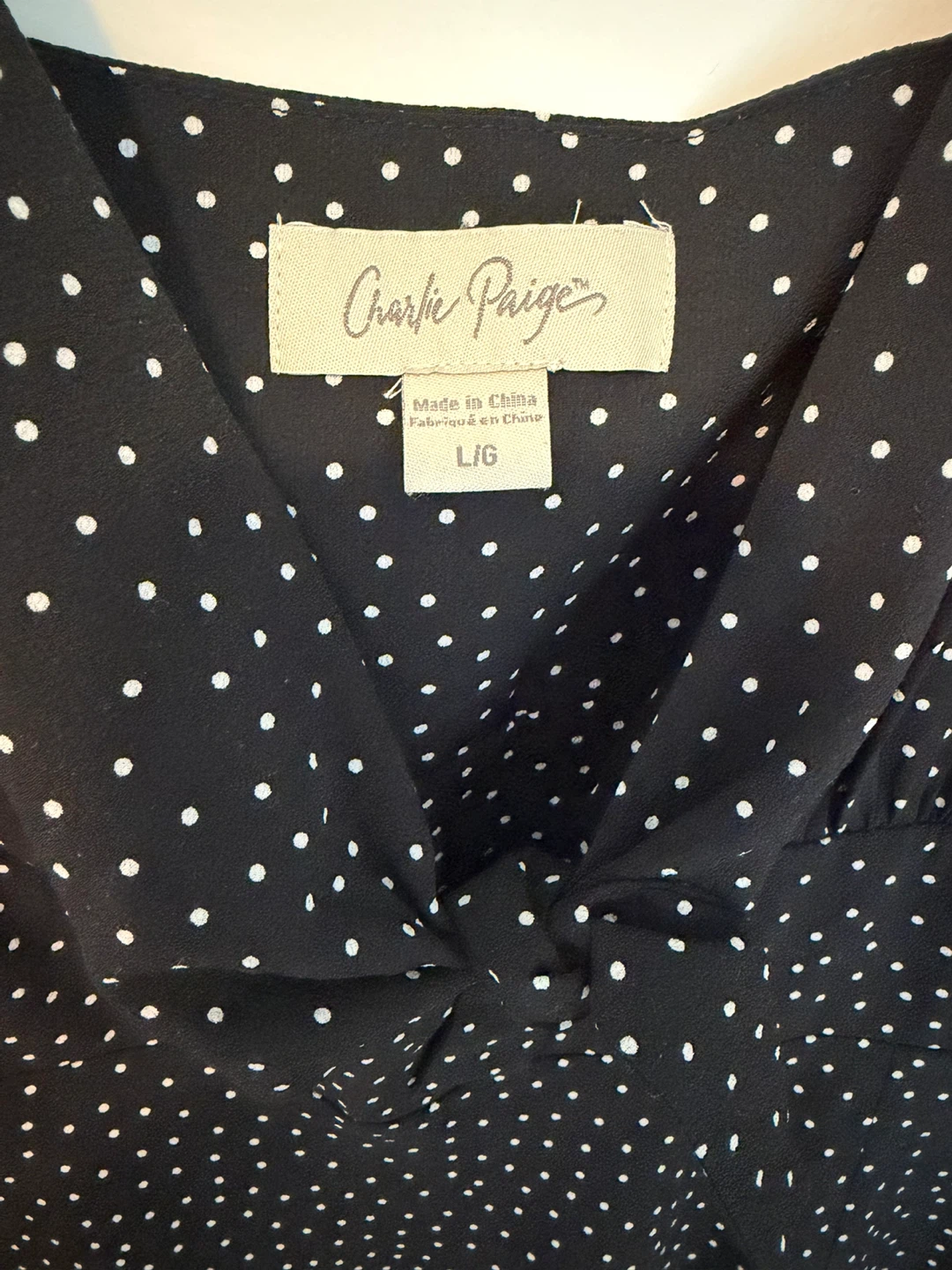 Charlie Paige Black Polka Dot Slip Dress Size L/G - photo 2