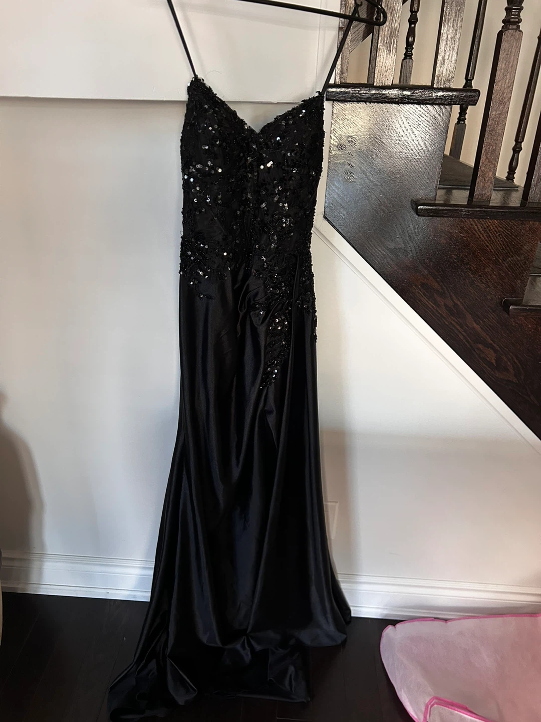 LADIVINE Black Sequin strapless Corset Gown Size 4 - photo 2