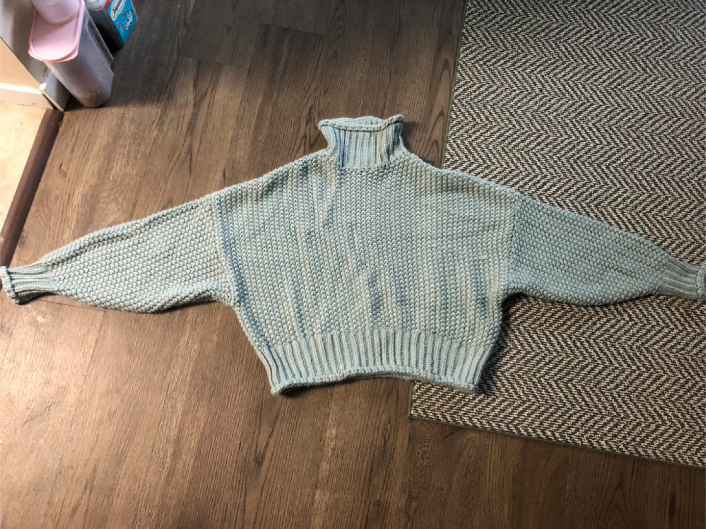 H&M Light Blue Knit Turtleneck Sweater - Size S
