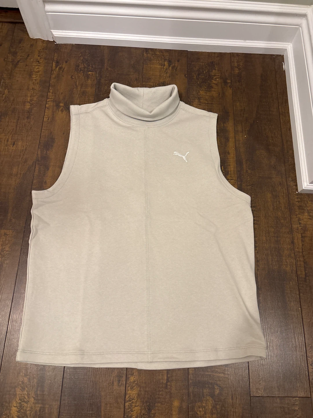 Puma Sleeveless Mock Neck Top Beige