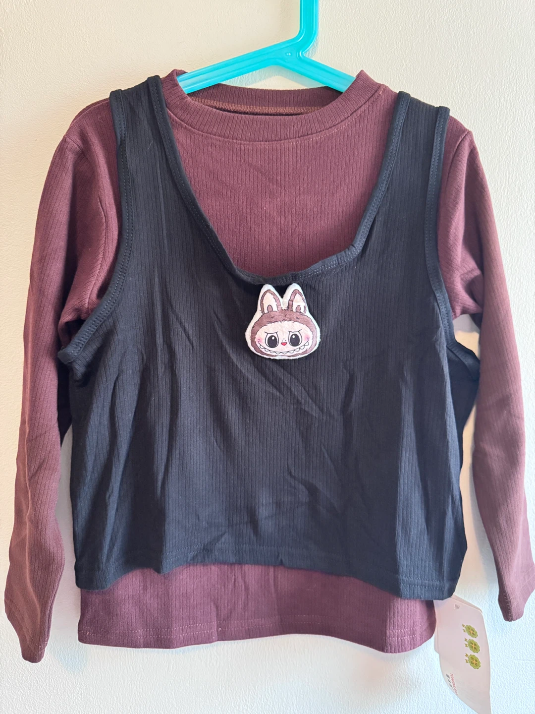 Kids Long Sleeve Top & Overlay Vest Set 5-6T 6-7T