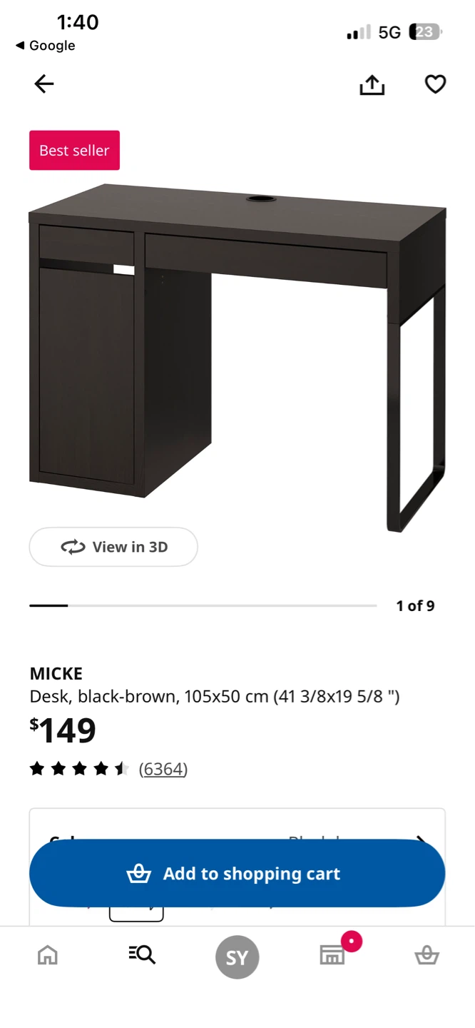 IKEA MICKE Desk - Black-Brown