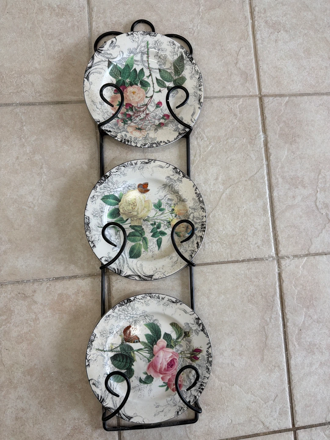 American Atelier Rose Toile Porcelain Plates (Set of 3)