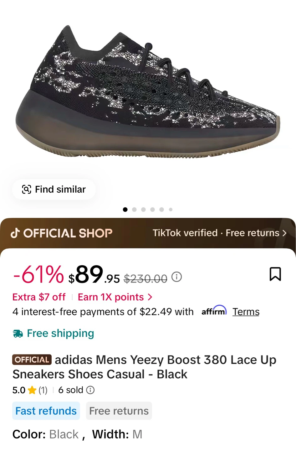 Adidas Yeezy Boost 380 Lace Up Sneakers Black - photo 2