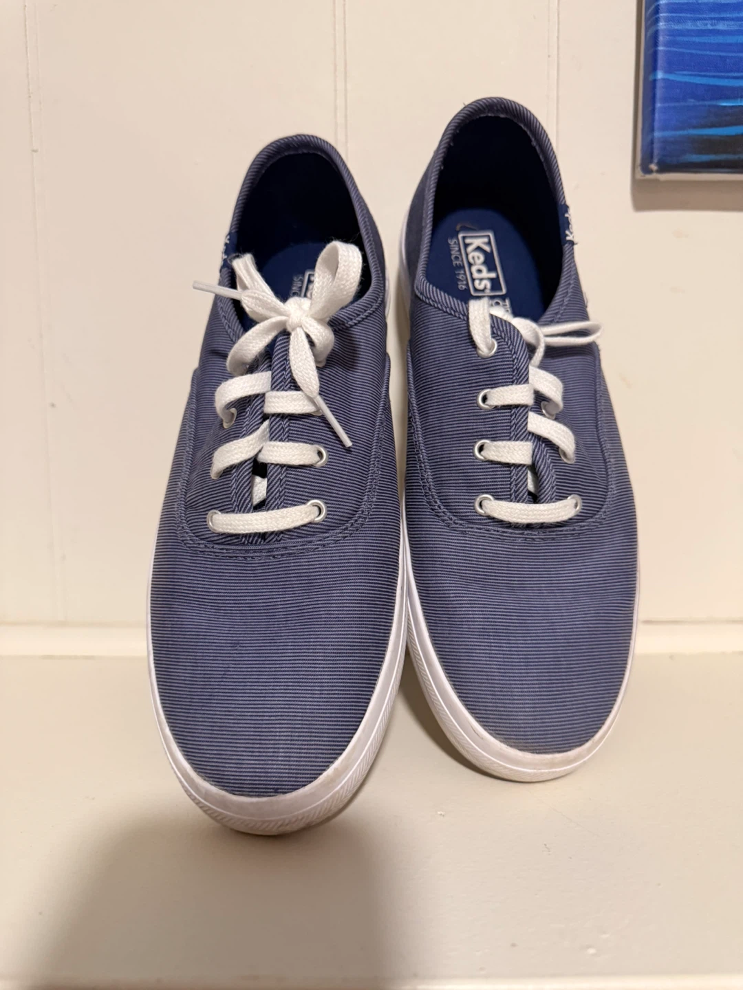 Keds Champion Canvas Sneakers - Navy Blue Pinstripe