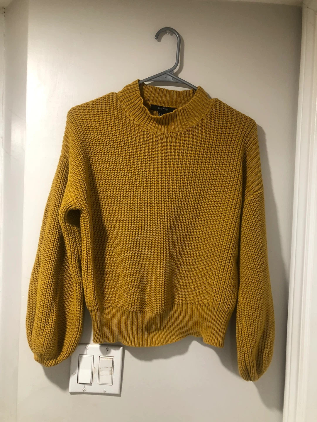Forever 21 Mustard Yellow Ribbed Mock Neck Sweater - Size S