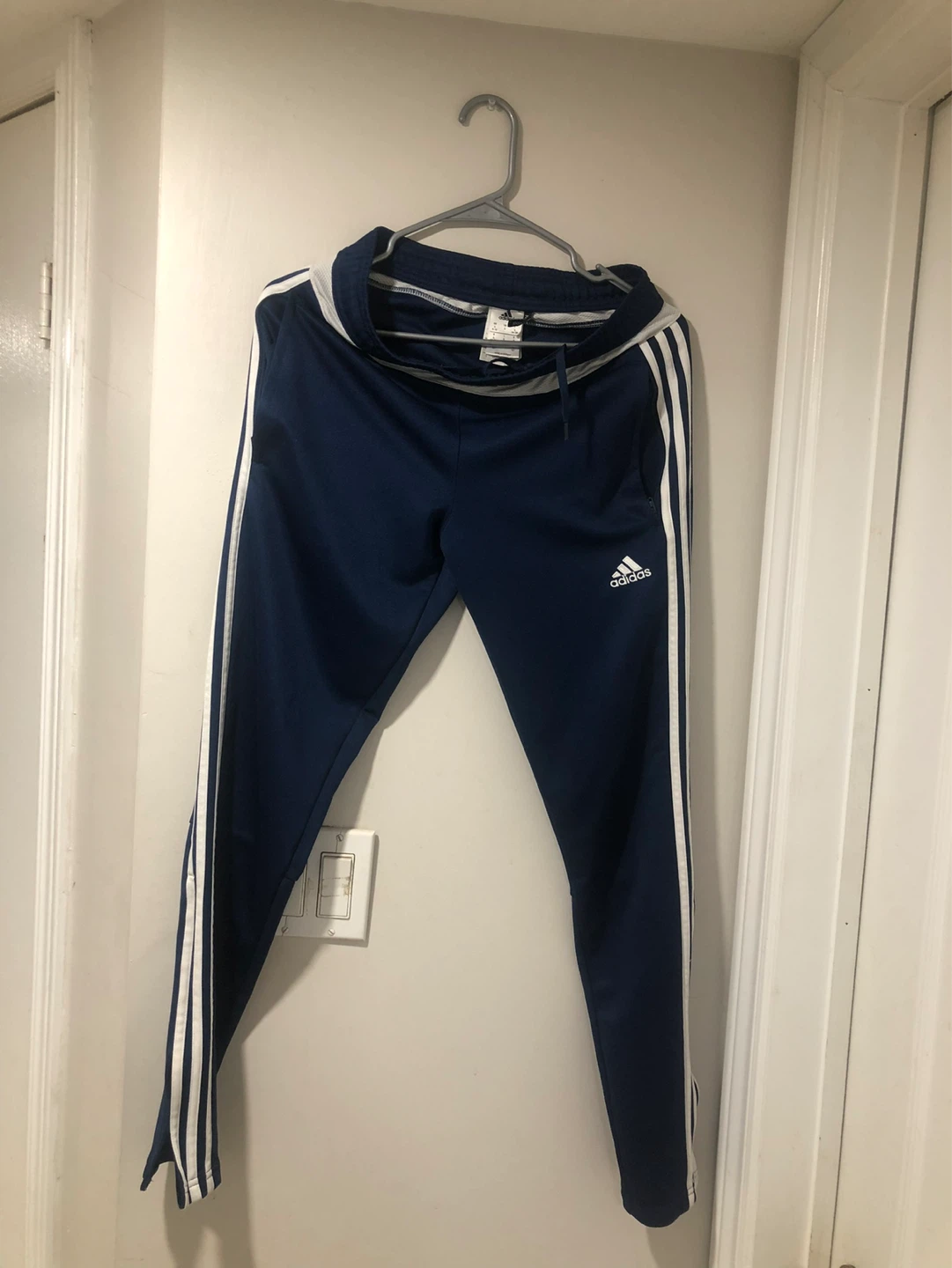 Adidas Track Pants Navy Blue White Stripes