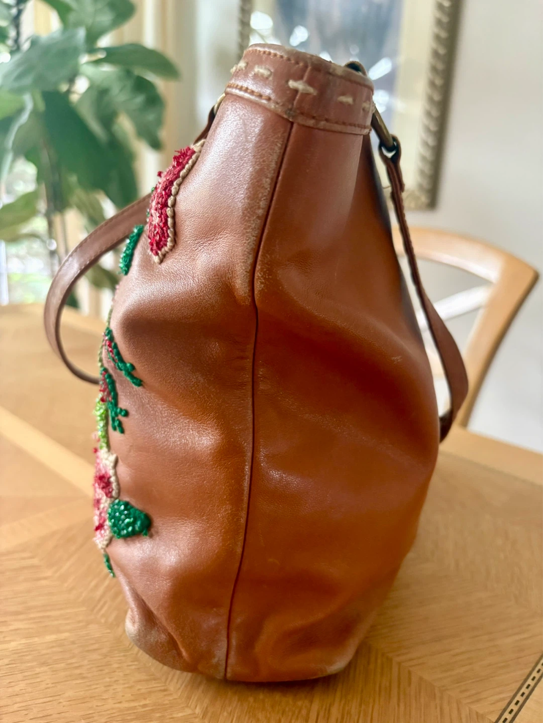 Isabella Fiore - Brown Leather Floral Beaded Purse - photo 5