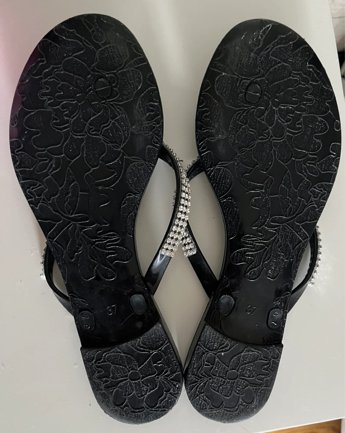 Bachata Black Embellished Flip Flops - Size 37 - photo 2