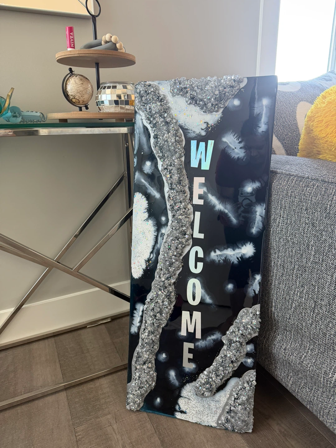 Resin Art "Welcome" Sign