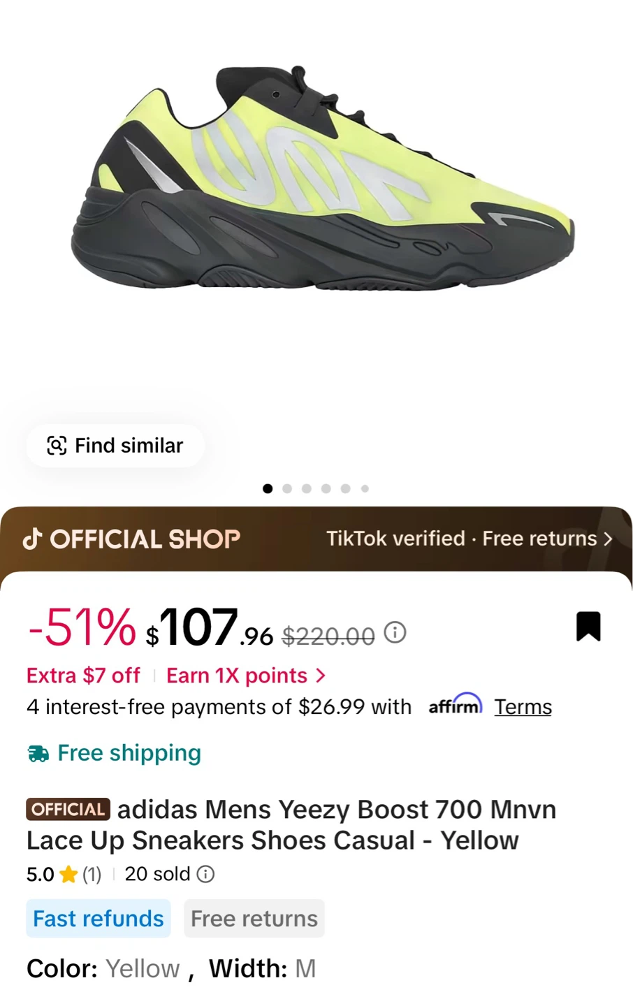 Adidas Yeezy Boost 700 Mnvn Sneakers - Yellow - photo 2