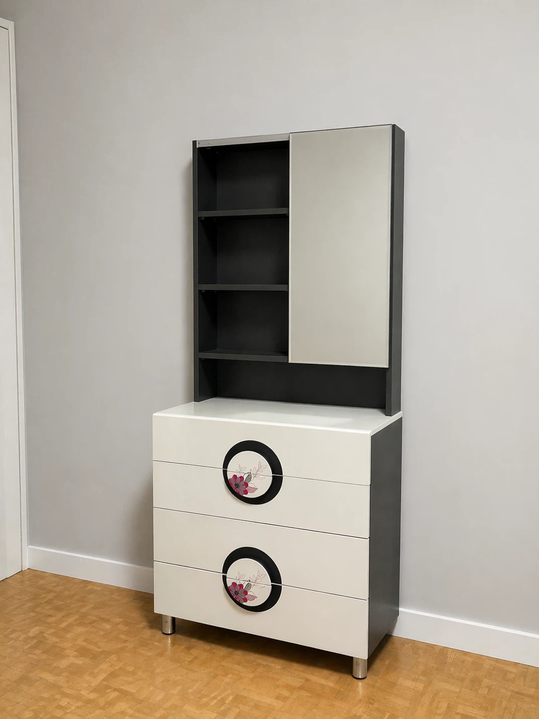 White Dresser with Shelving Unit and Mirror Imported from Dubai!