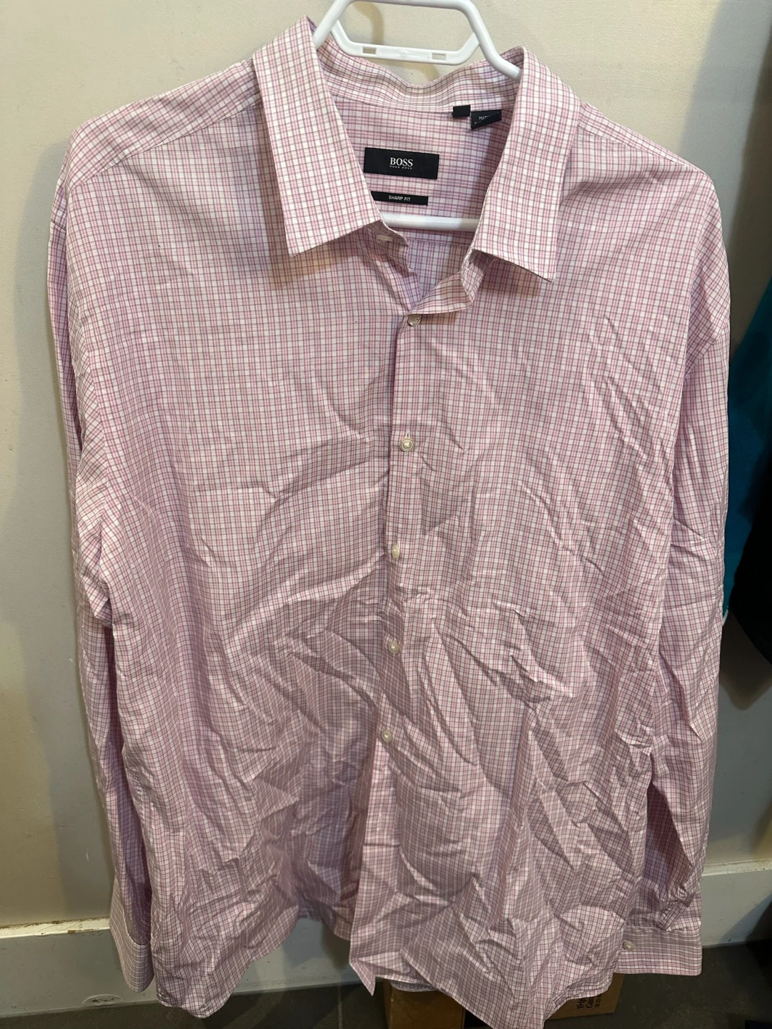 BOSS Hugo Boss Pink Check Dress Shirt - Size 18