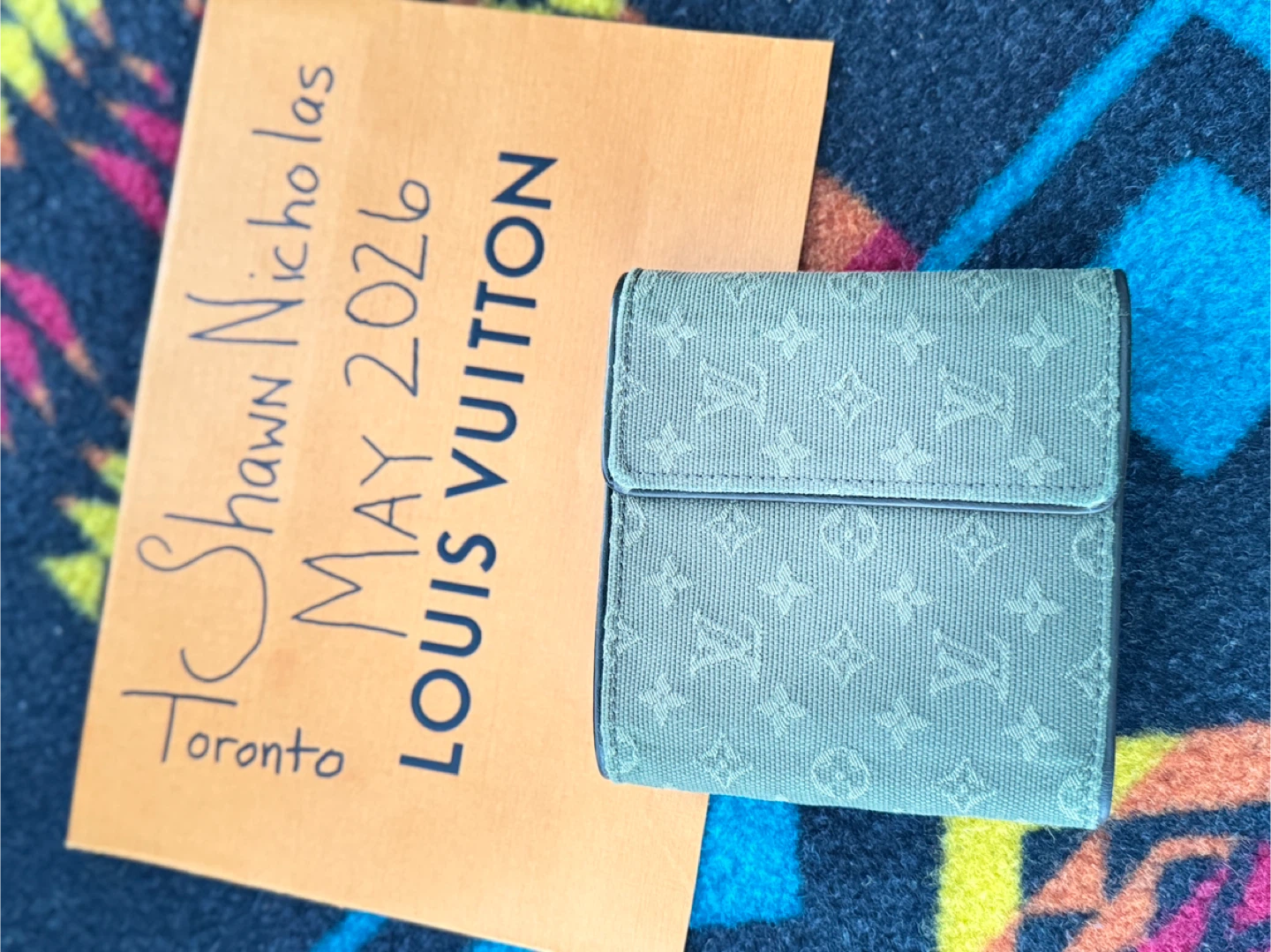 LV Monogram Mini Lin Canvas Compact Wallet
