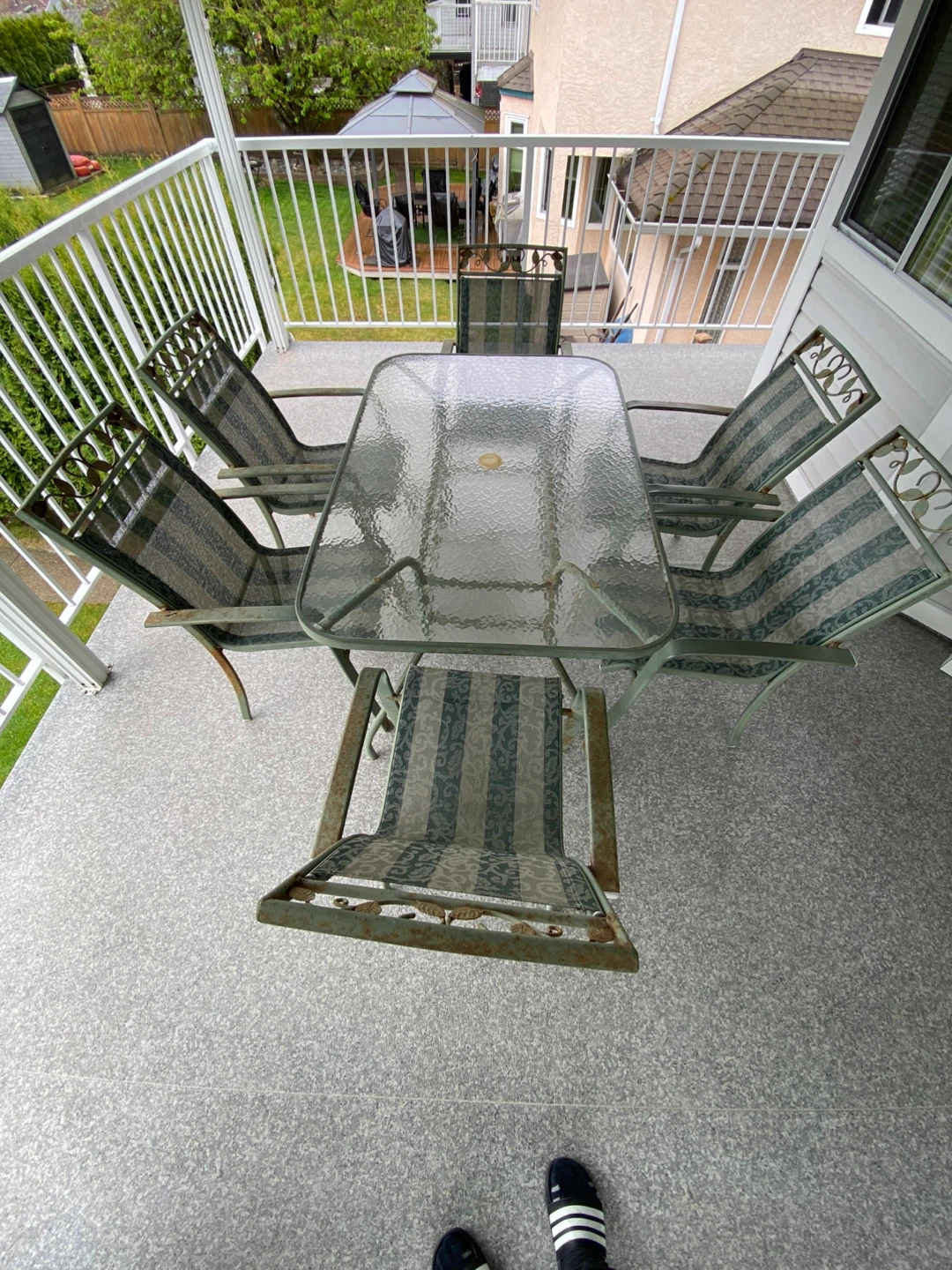 Glass Top Patio Dining Set with 6 Chairs