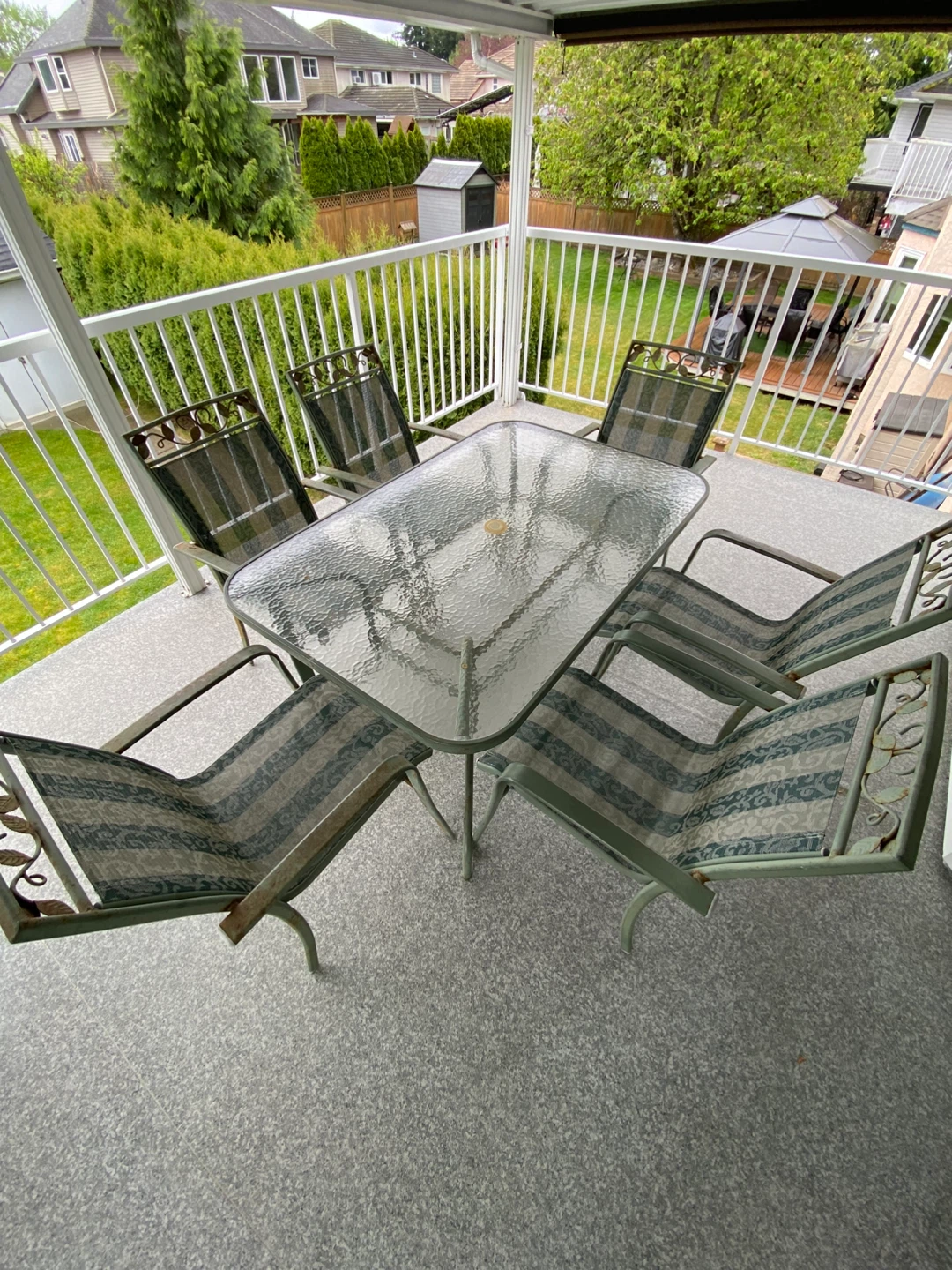 Glass Top Patio Dining Set with 6 Chairs - photo 2