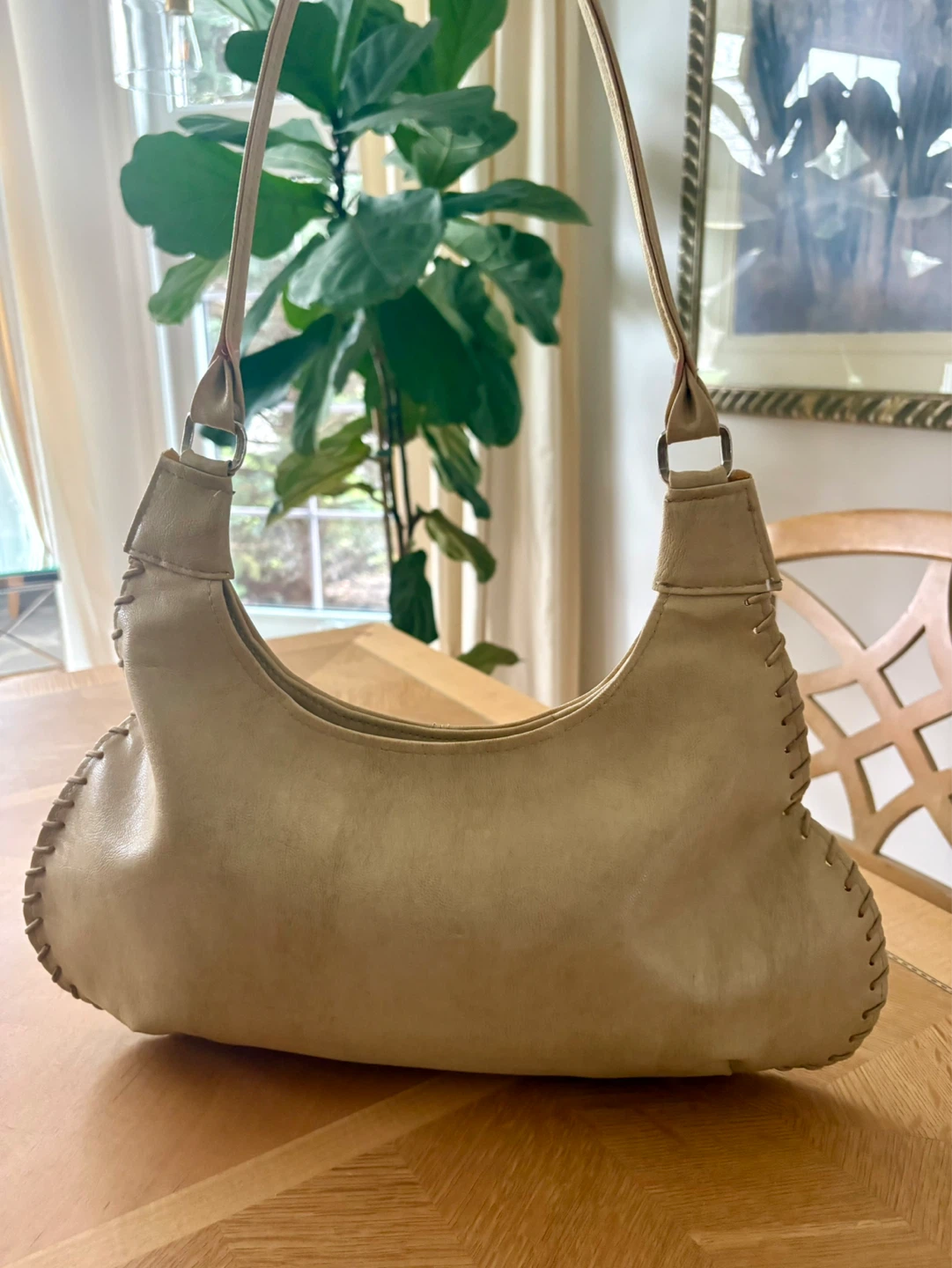 Vintage -Tan Vegan Leather Shoulder Bag - photo 4
