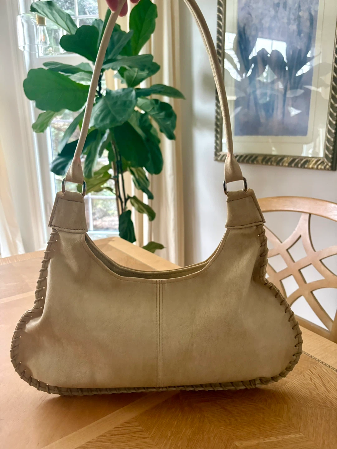 Vintage -Tan Vegan Leather Shoulder Bag