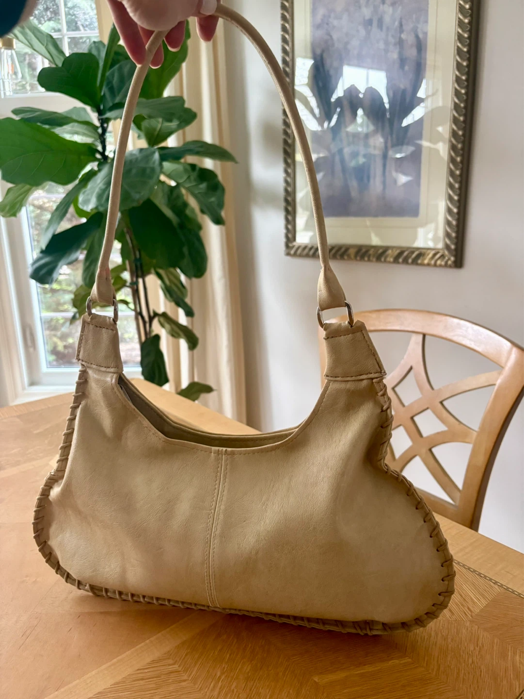 Vintage -Tan Vegan Leather Shoulder Bag - photo 2