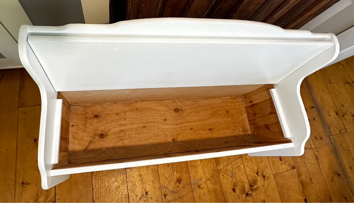 Vintage Hand Painted Solid Wood (Pine) Storage Bench… - photo 2