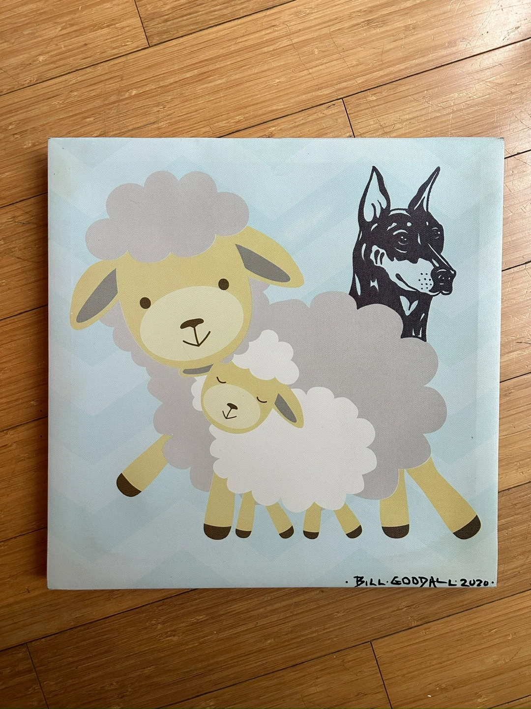 ORIGINAL GRAFFITI BLAST OVER PAINTING DOBERMAN DOG SHEEP MODERN