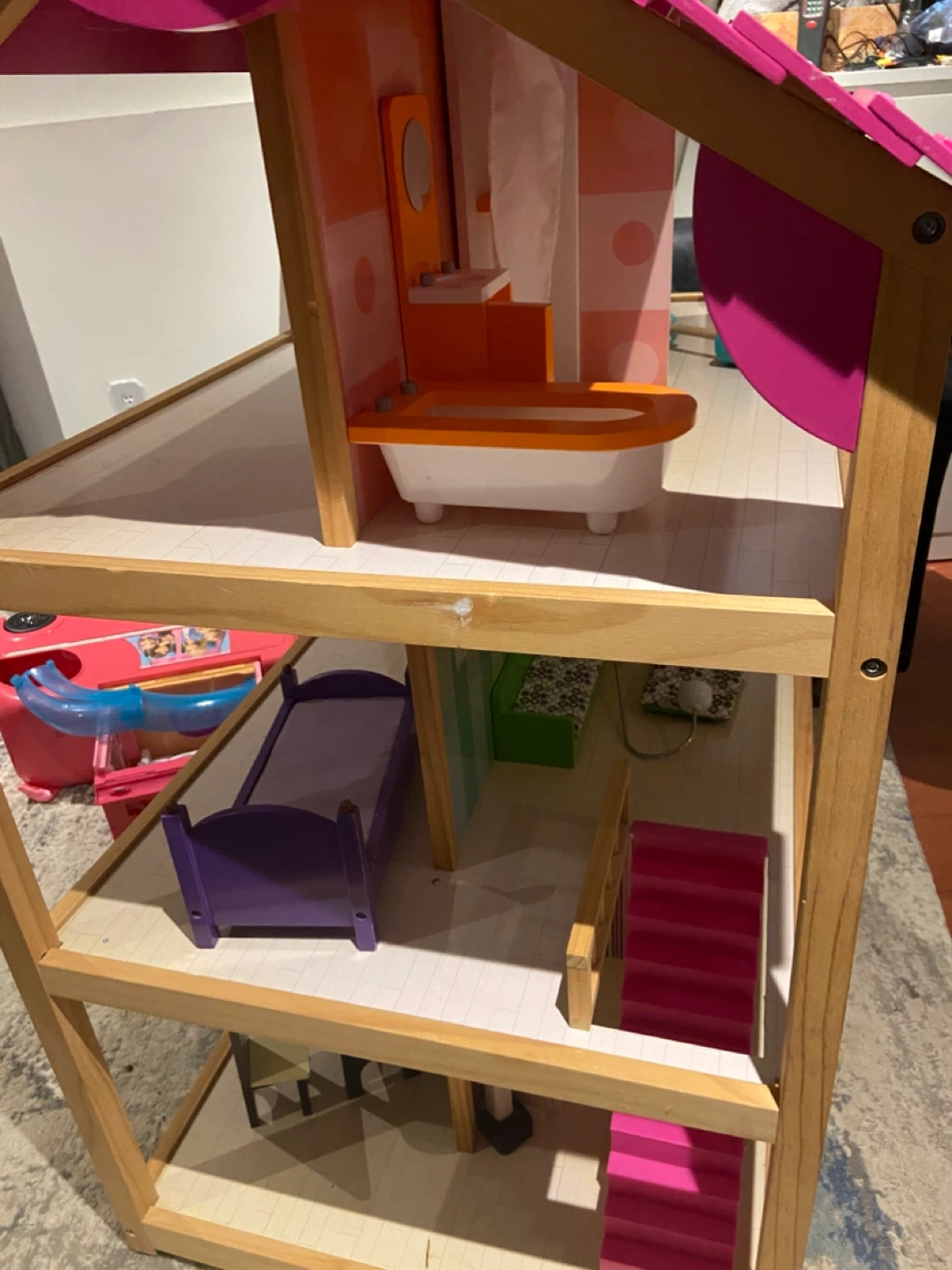Wooden Dollhouse with Furniture - photo 2