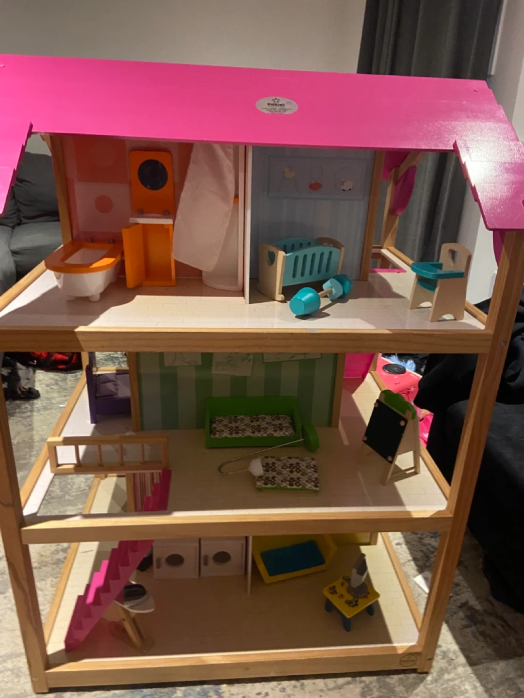 Wooden Dollhouse with Furniture - photo 3