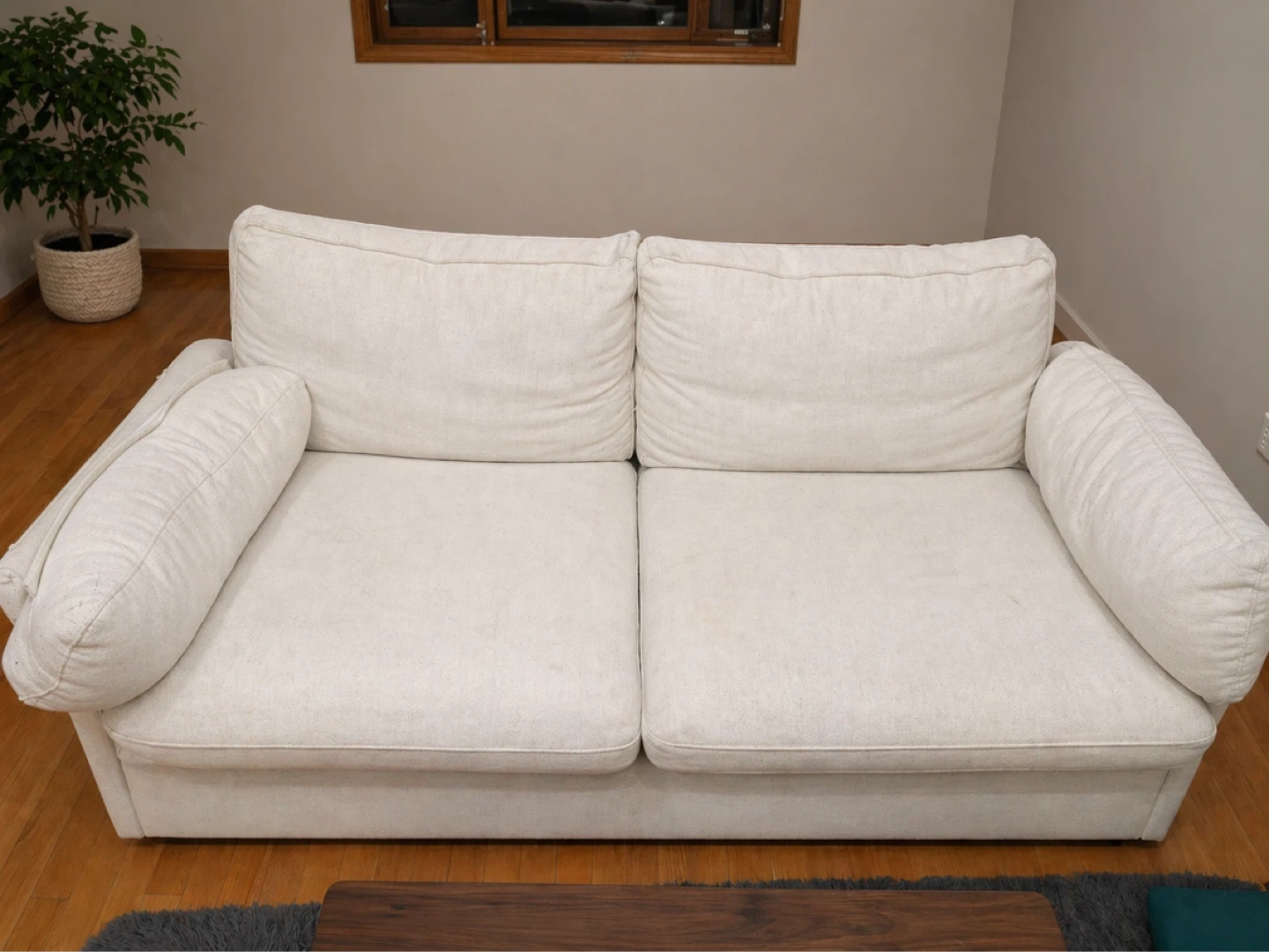 White 2-Seater Sofa with Bolster Arms