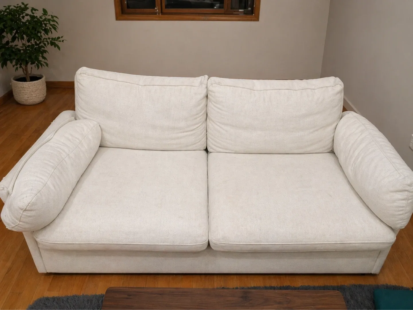 White 2-Seater Sofa with Bolster Arms