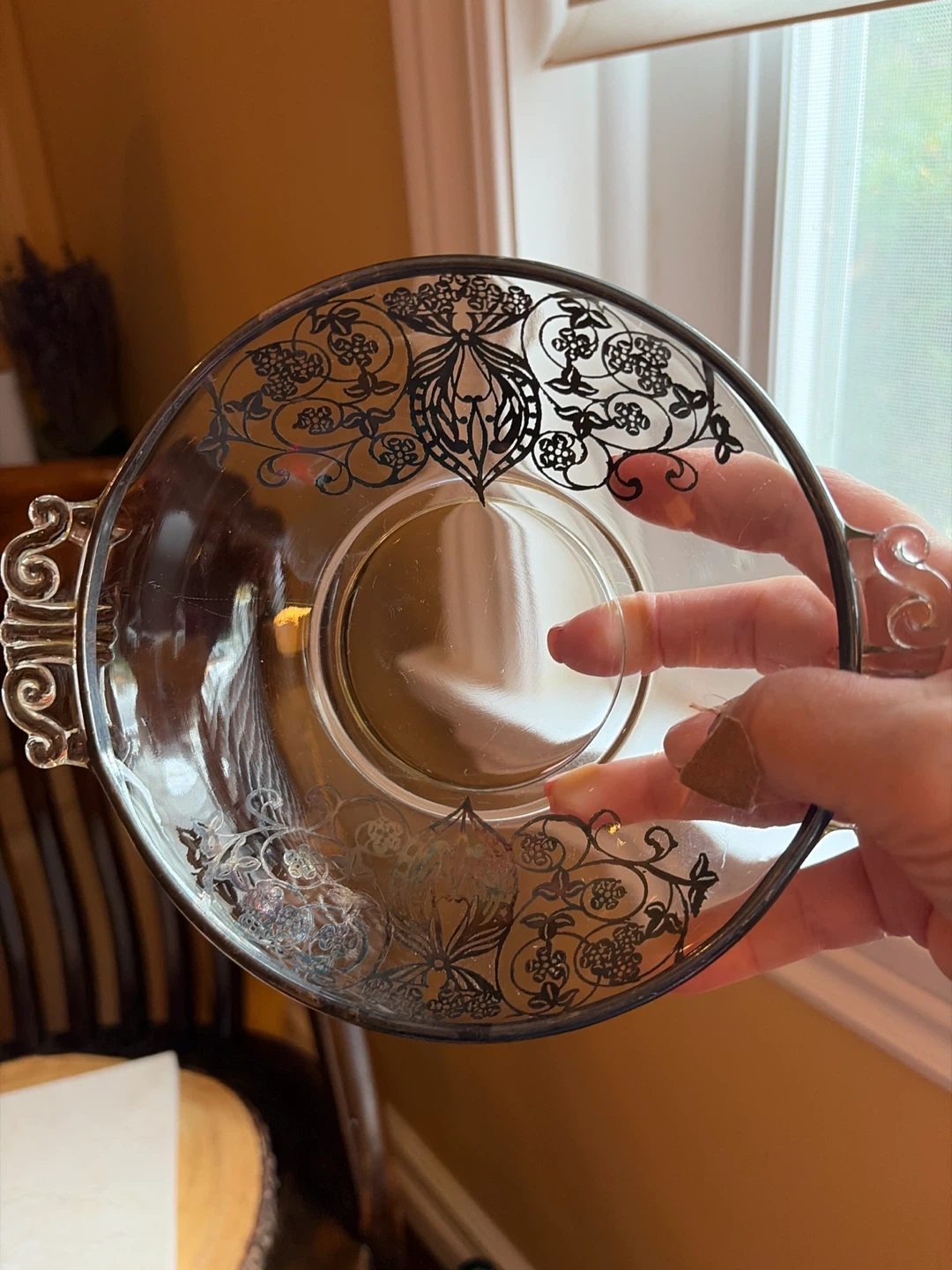 🌱Vintage Silver Overlay Glass Dish - photo 2