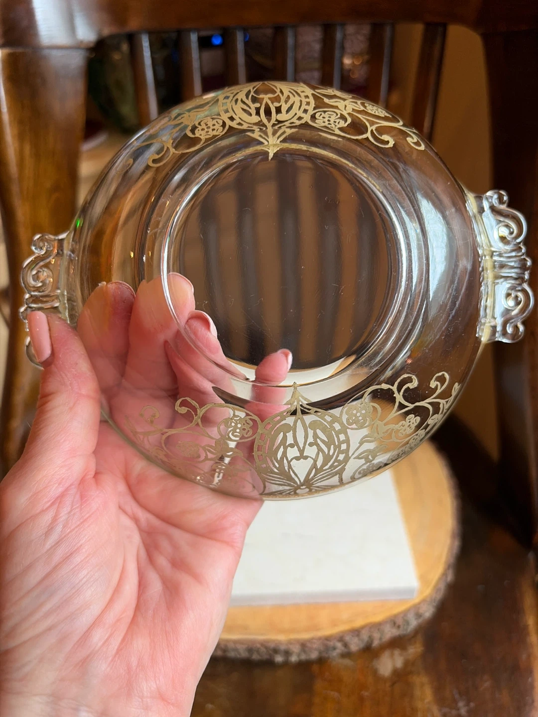 🌱Vintage Silver Overlay Glass Dish - photo 5