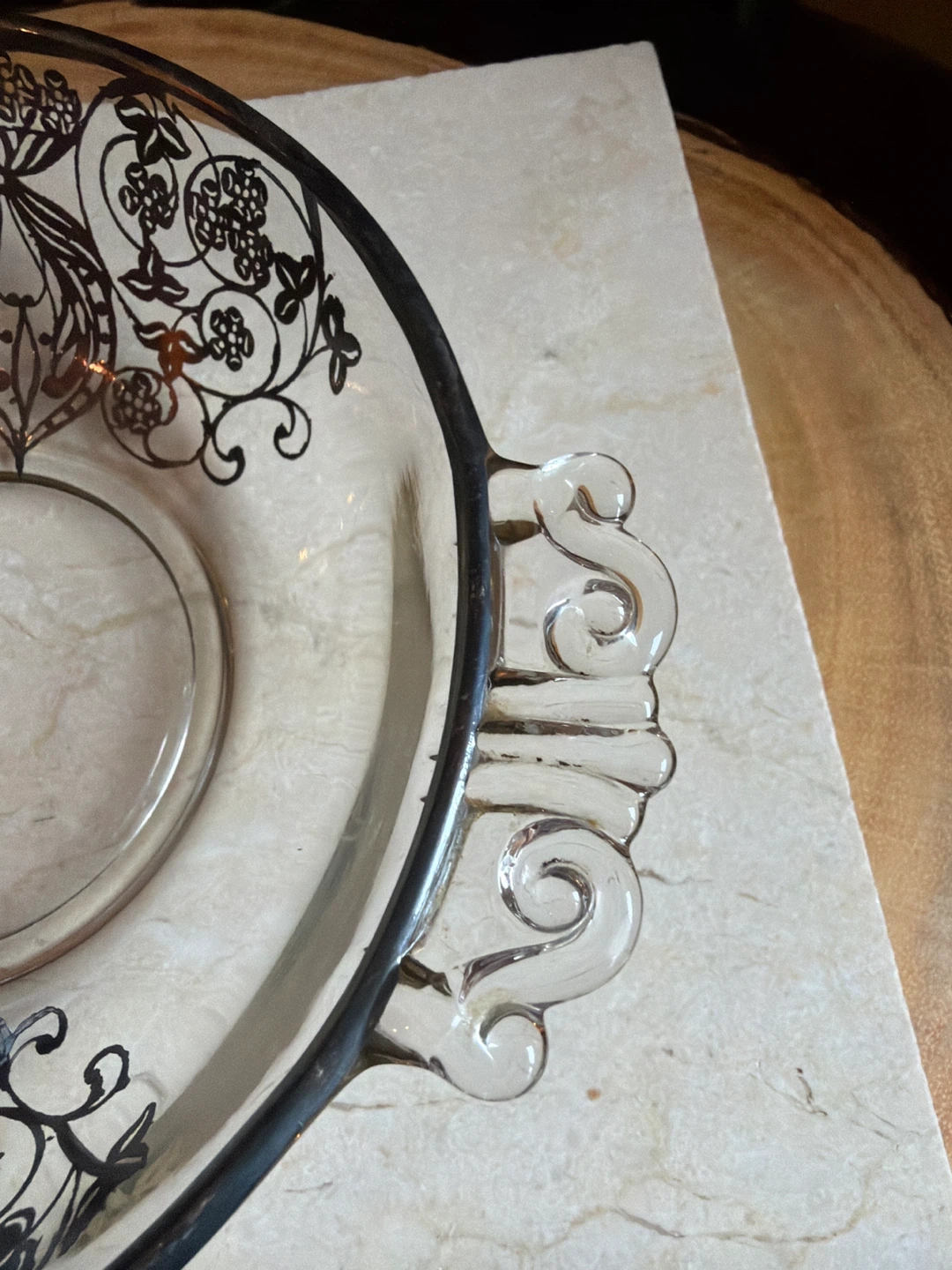🌱Vintage Silver Overlay Glass Dish - photo 4